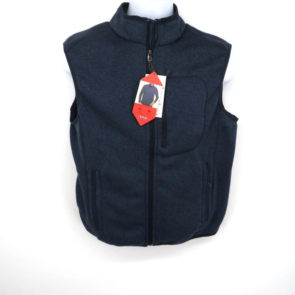 Free Country Mens Small Navy Full-Zip Fleece Vest With Pockets NWT $90